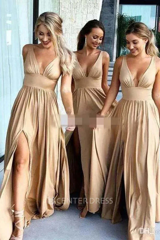 Sleeveless V-neck A-Line Jersey Open Back Dress