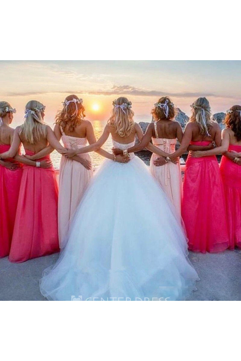 Ball Gown Sweetheart Lace Tulle Lace-up Corset Back Wedding Dress