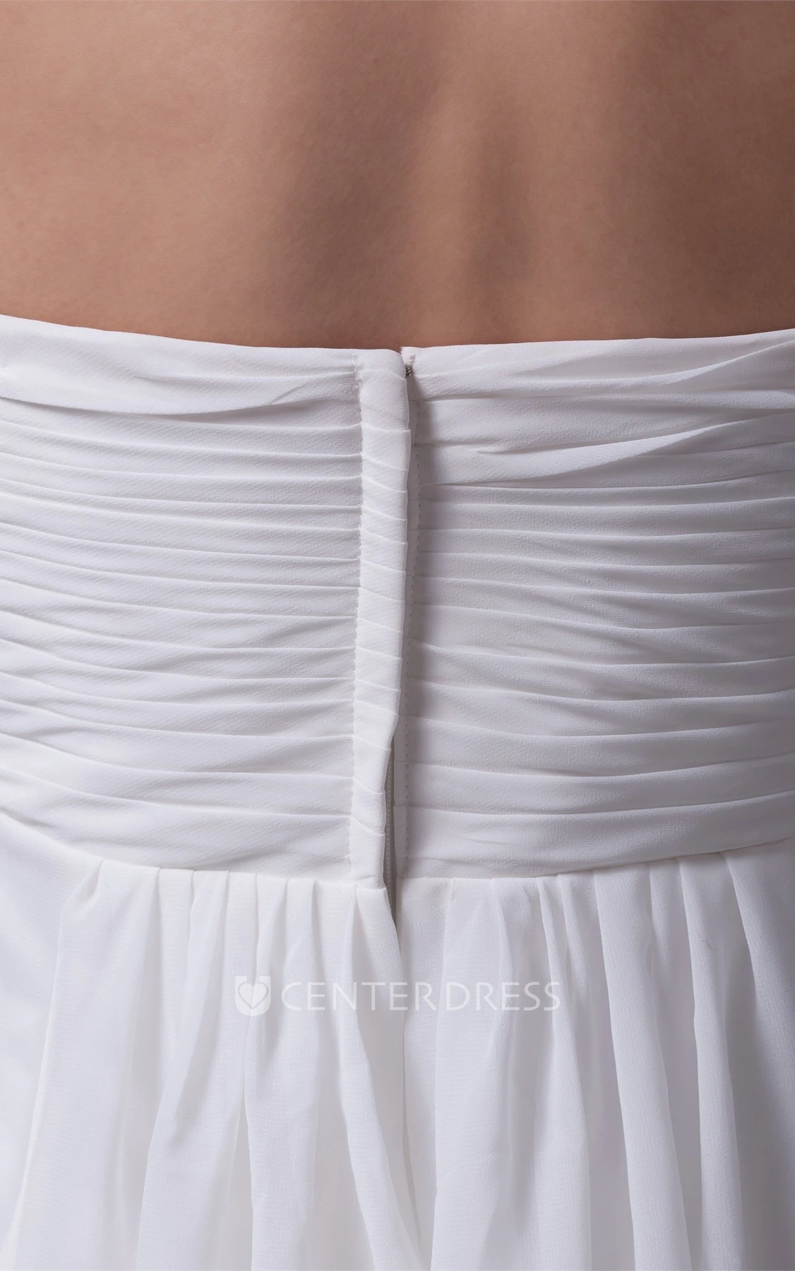 Knee-Length Sleeveless Halter A-Line Dress with Ruching and Beadings