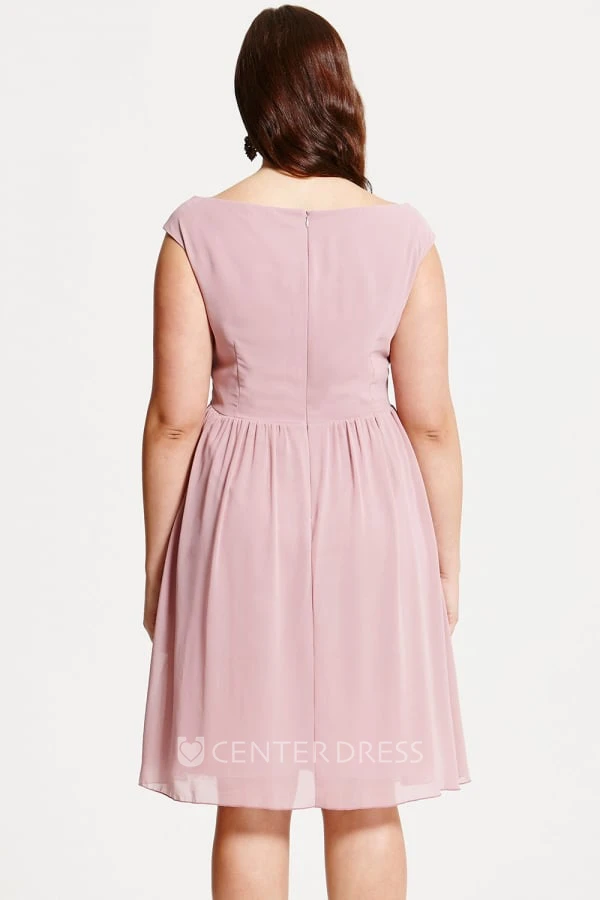 Mini Appliqued Sleeveless V-Neck Chiffon Bridesmaid Dress