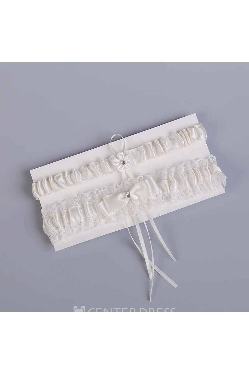 Handmade Western Two-piece Stretch Lace Bow Garter Within 16-23inch