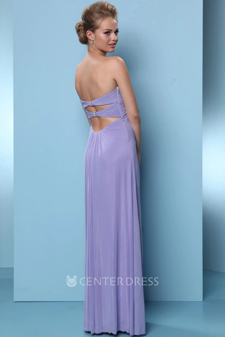 Floor-Length Criss-Cross Sleeveless Sweetheart Chiffon Bridesmaid Dress
