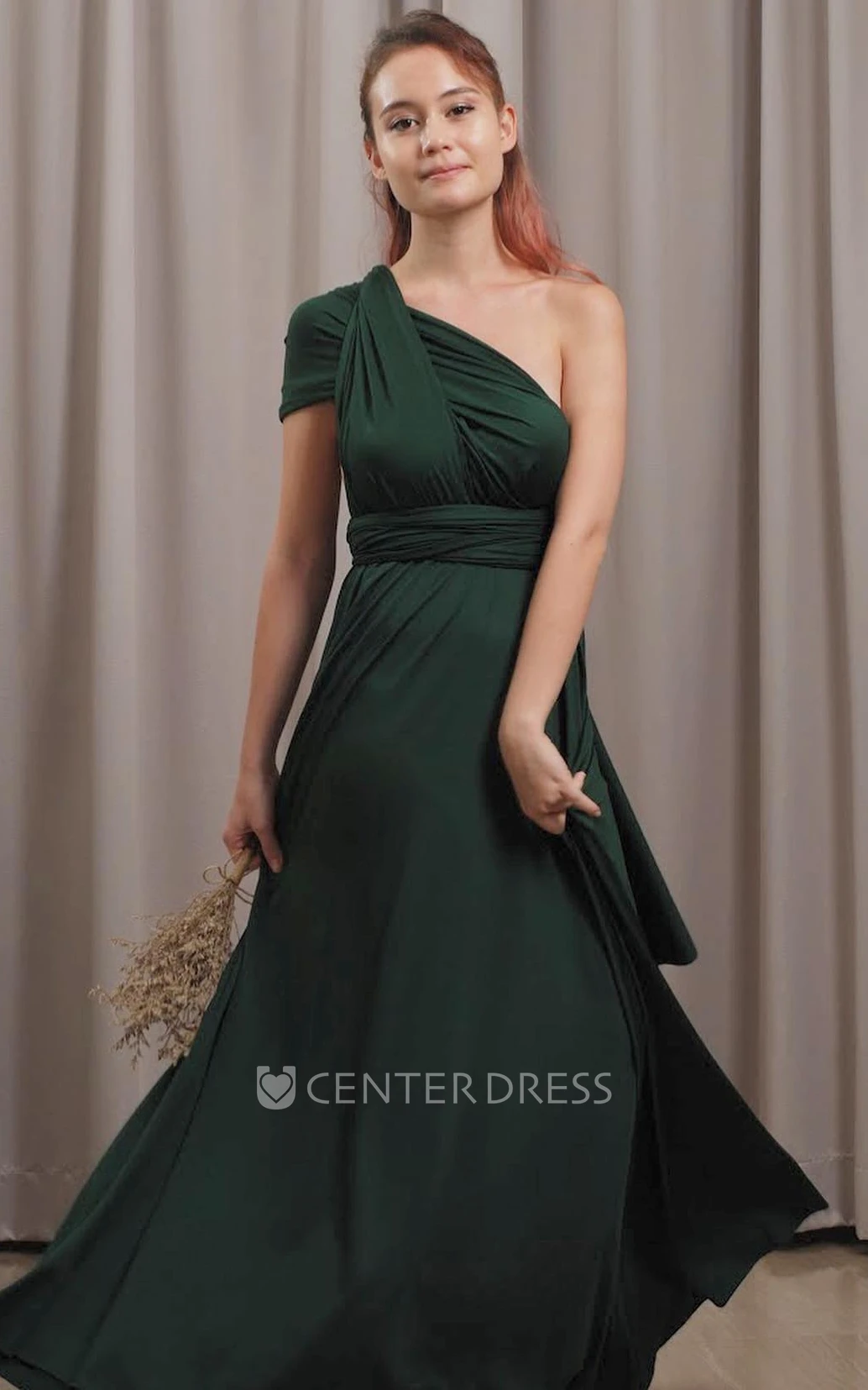 Convertible Casual Jersey A Line One-shoulder Bridesmaid Dress With Open Back