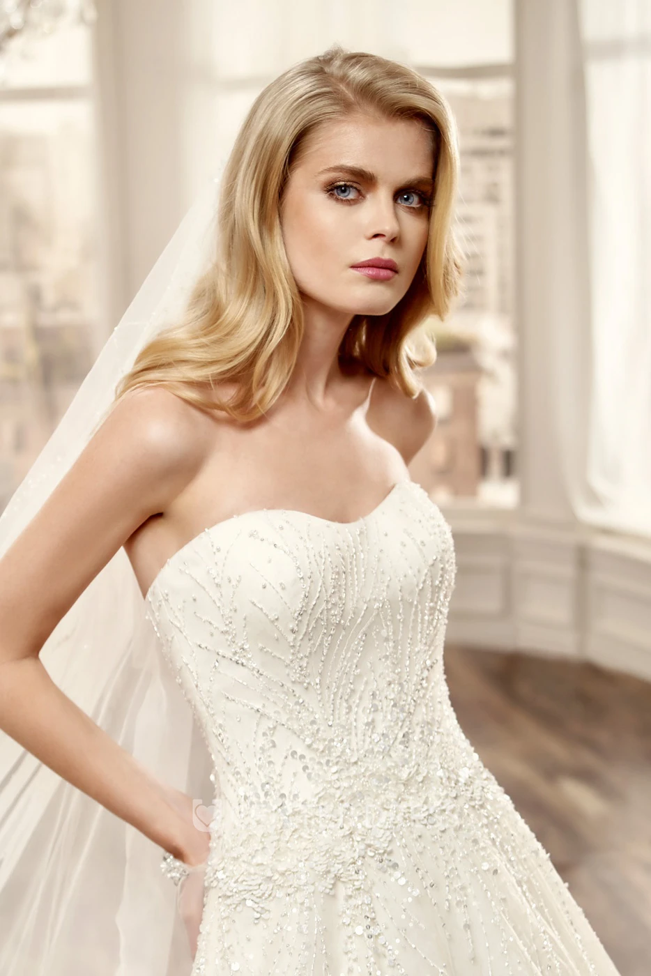 Strapless Beaded A-Line Long Summer Wedding Dress Destination With Brush Train