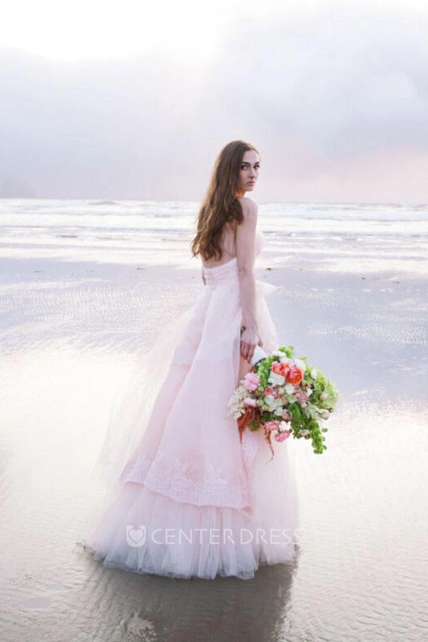 Ball Gown Sweetheart Lace Tulle Backless Zipper Wedding Gown