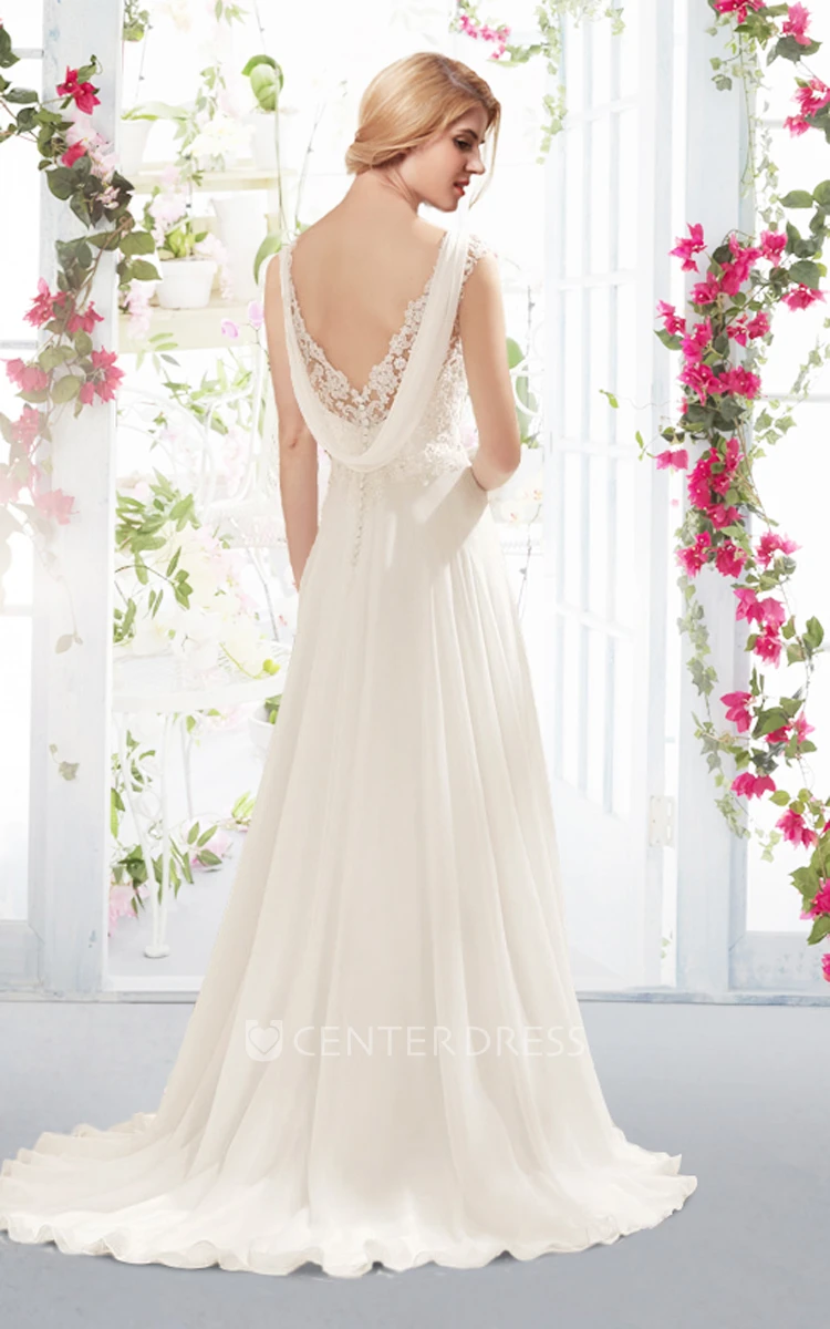 Country Style A-line Satin Wedding Dress With Lace Bodice