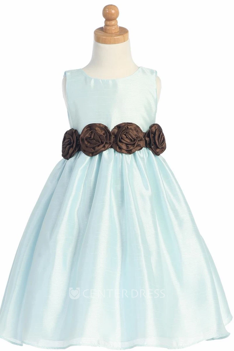 Tea-Length Tiered Organza Flower Girl Dress