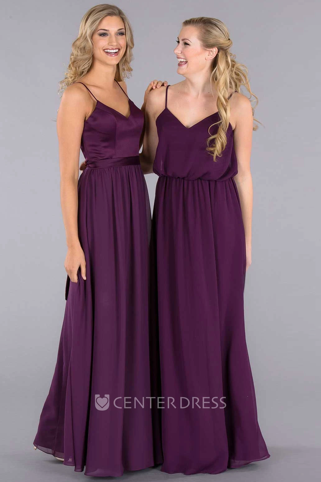 Pleated Sleeveless Spaghetti Chiffon Bridesmaid Dress