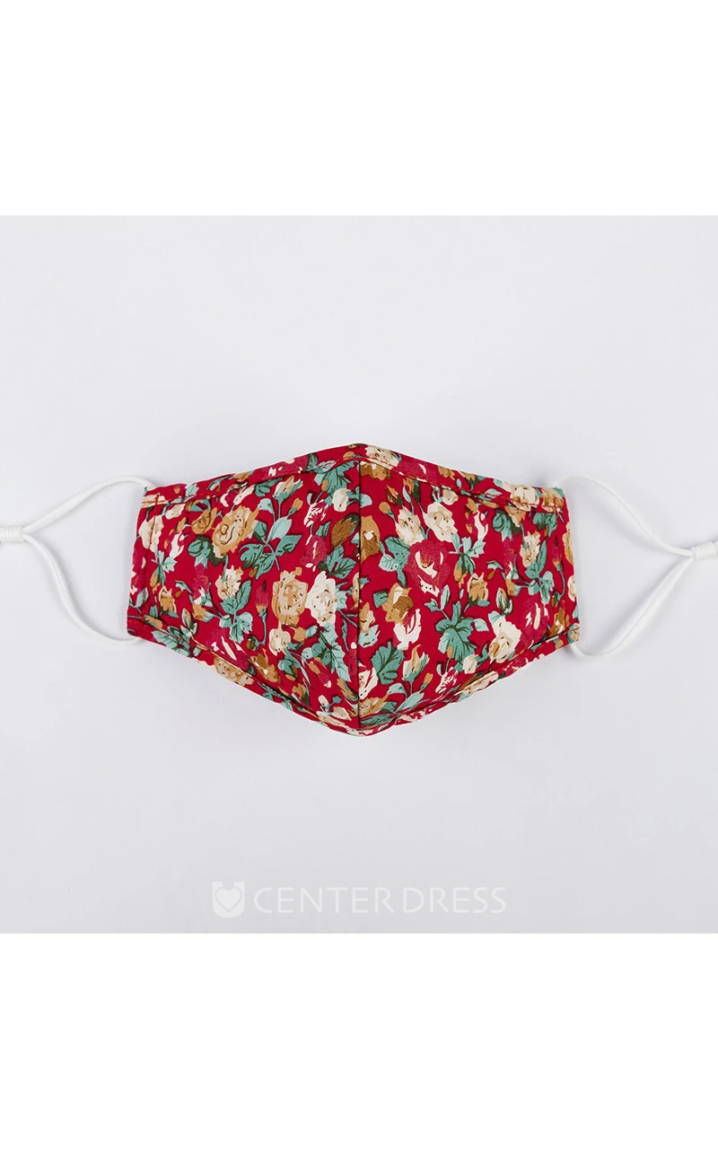 Non-medicial Cute Floral Patterned Cotton Washable Face Mask In 4 Colors