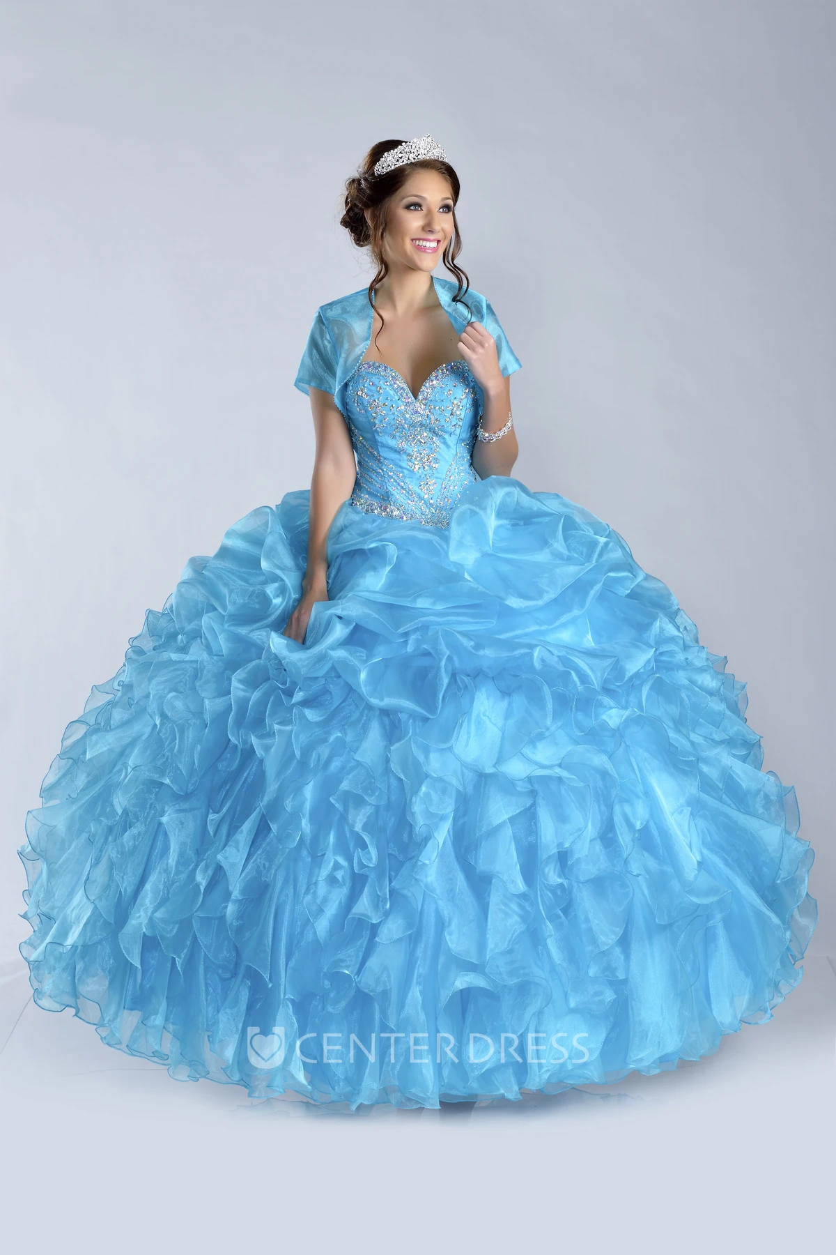 Crystal Detailed Corset Ball Gown With Lace-Up Back