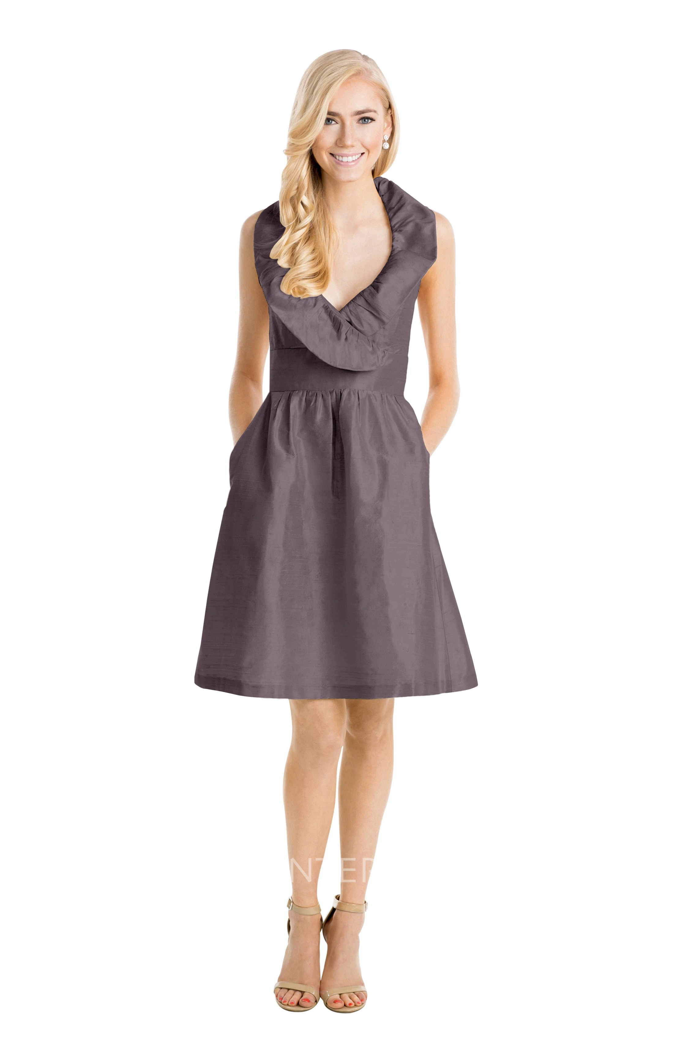 Short A-Line Sleeveless Cowl Neck Taffeta Muti-Color Convertible Bridesmaid Dress