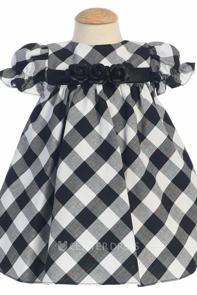 Tea-Length Cap-Sleeve Flower Girl Dress