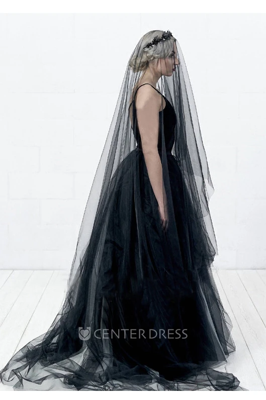Simple Korean Style Bride Black Soft Tulle Veil 