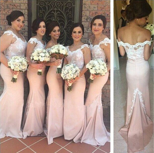 Elegant Off-shoulder Mermaid Bridesmaid Dress Floor-length With Lace Appliques