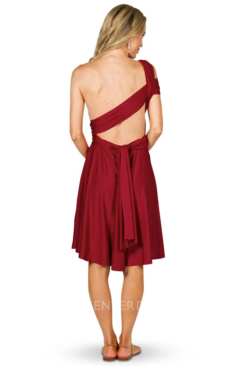 Knee-Length Sleeveless Criss-Cross Strapped Chiffon Convertible Bridesmaid Dress