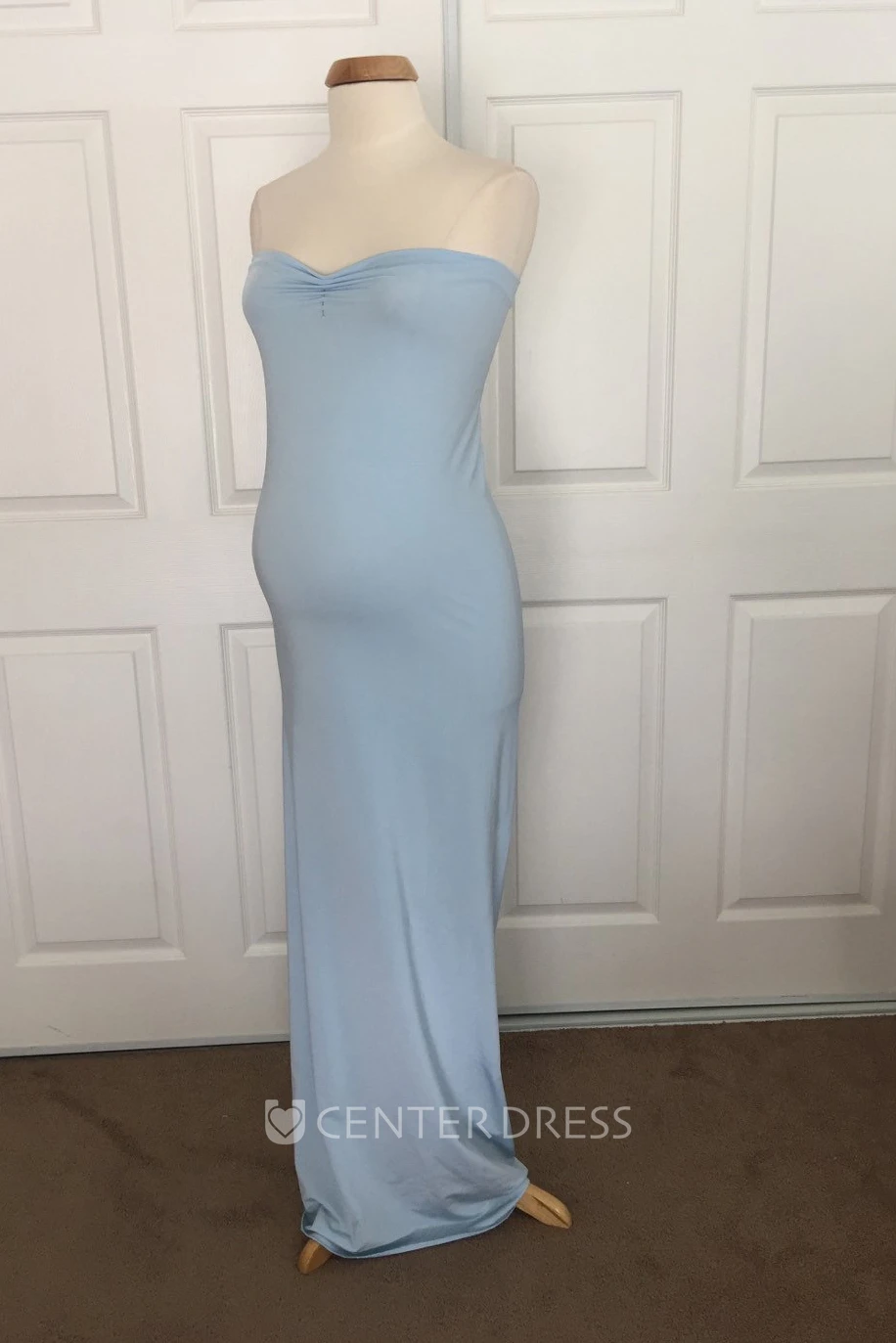Simple Sheath Jersey Sweetheart Sleeveless Ruched Maternity Dress