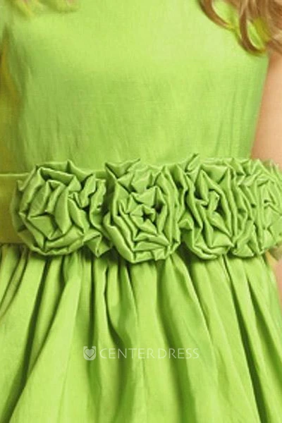 Tea-Length Tiered Taffeta Flower Girl Dress