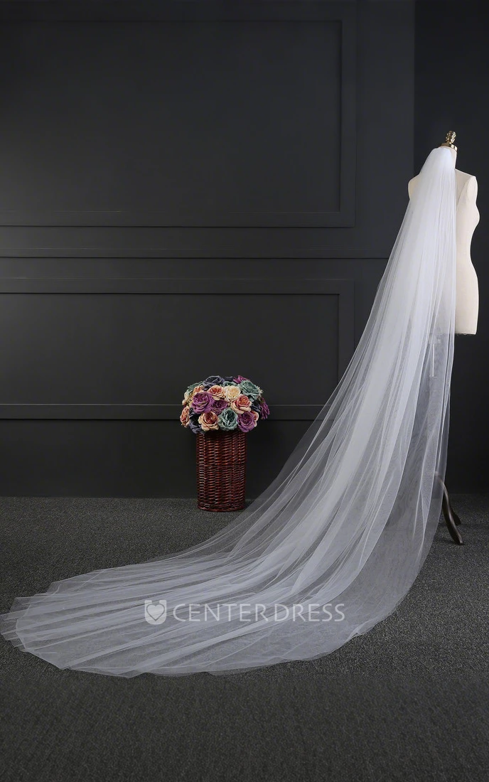 Classic Elegant Two-Tier 3m X 1.5m Tulle Chapel-Style Wedding Veil with Hair Comb