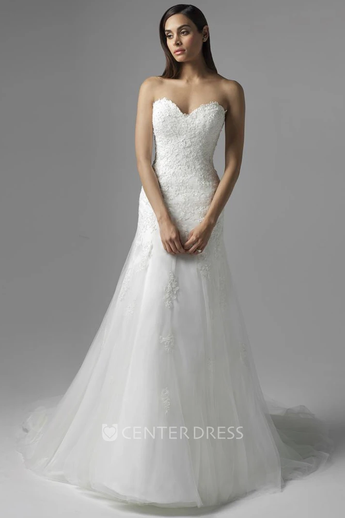 A-Line Sweetheart Tulle&Lace Wedding Dress