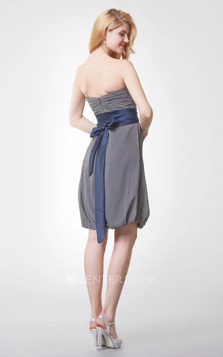 Sleeveless Ruched Draped Mini Chiffon Dress With Backless