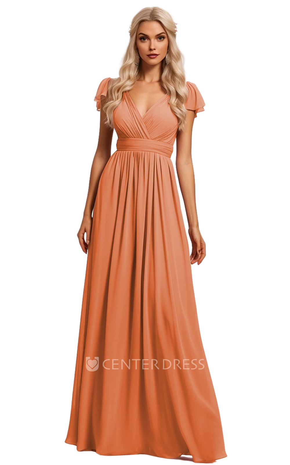 Bohemian A-Line Chiffon Bridesmaid Dress with V-neck and Deep-V Back 2026 Unique