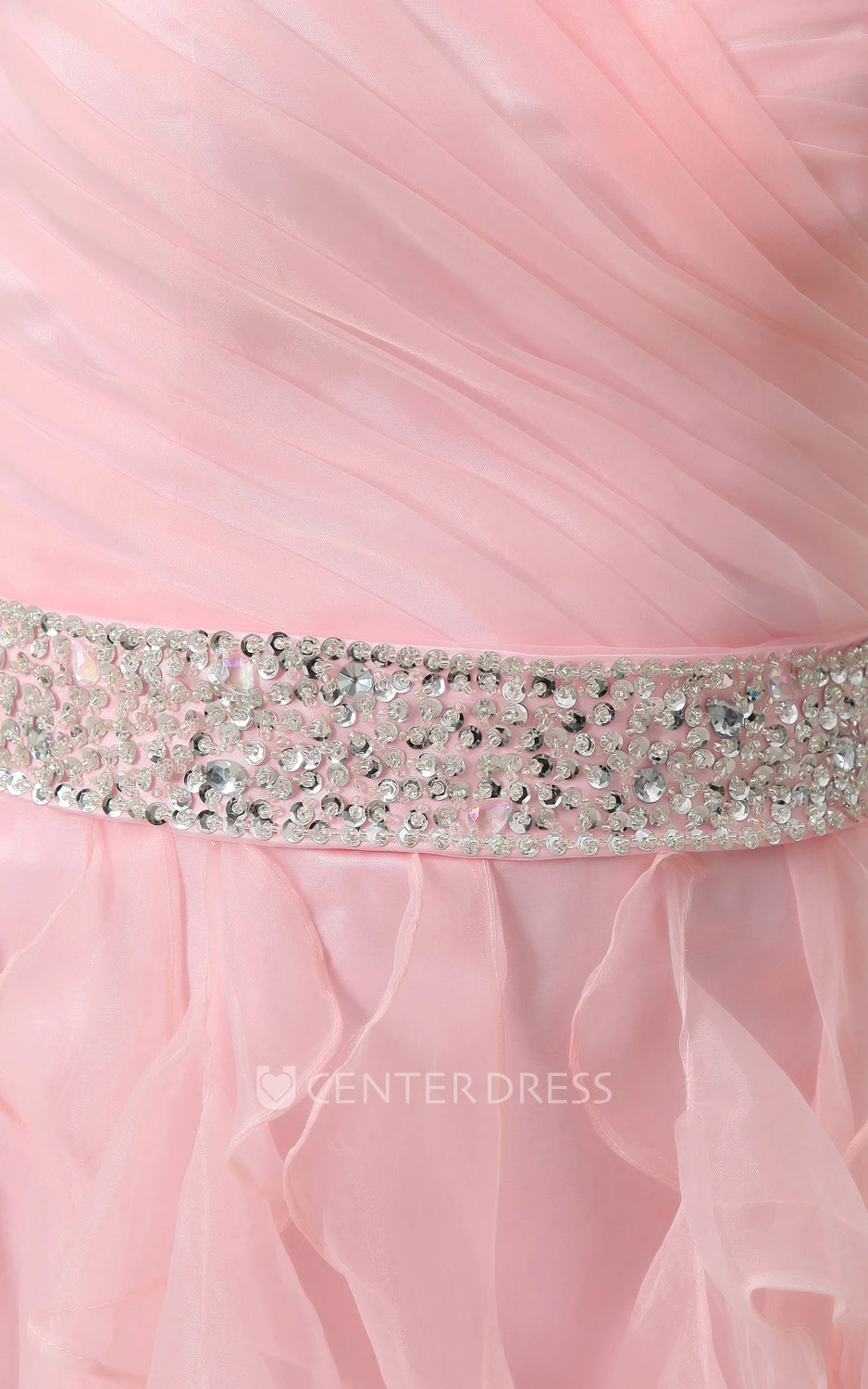 Sweetheart Short Dress With Cascading Ruffles And Beaded Waist