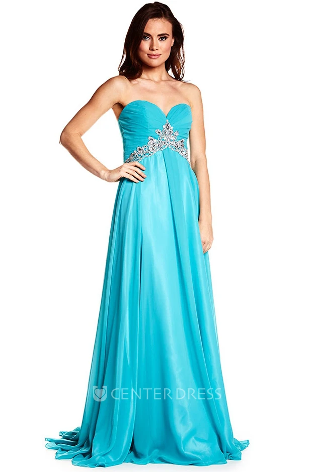 Floor-Length Sweetheart Criss-Cross Sleeveless Chiffon Prom Dress