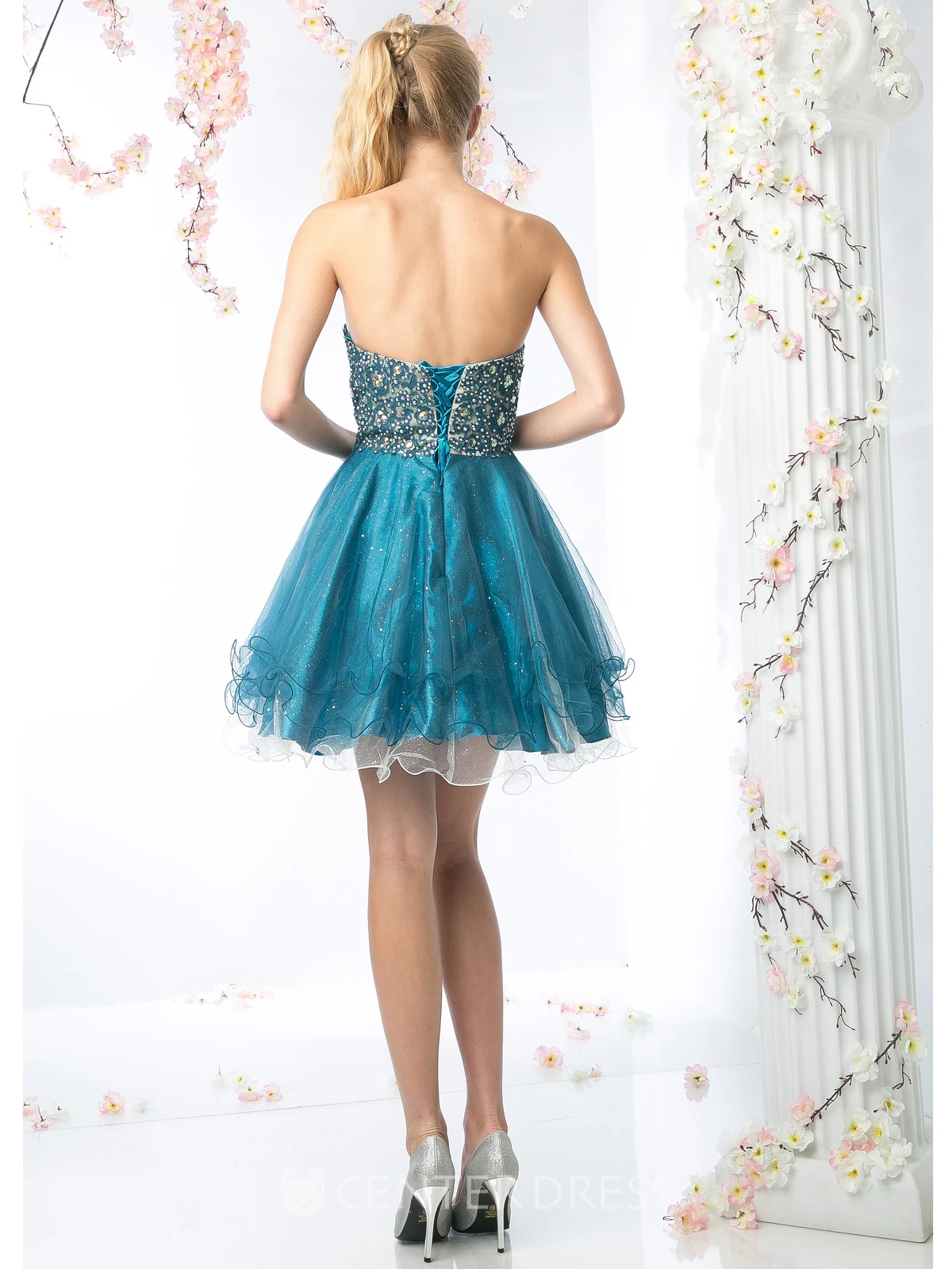 Muti-Color A-Line Short Sweetheart Sleeveless Backless Dress With Beading And Ruffles