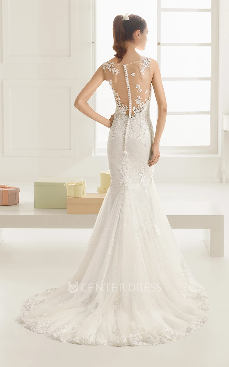 Exquisite Sleeveless Scoop Neck Mermaid Dress With Illusion Back