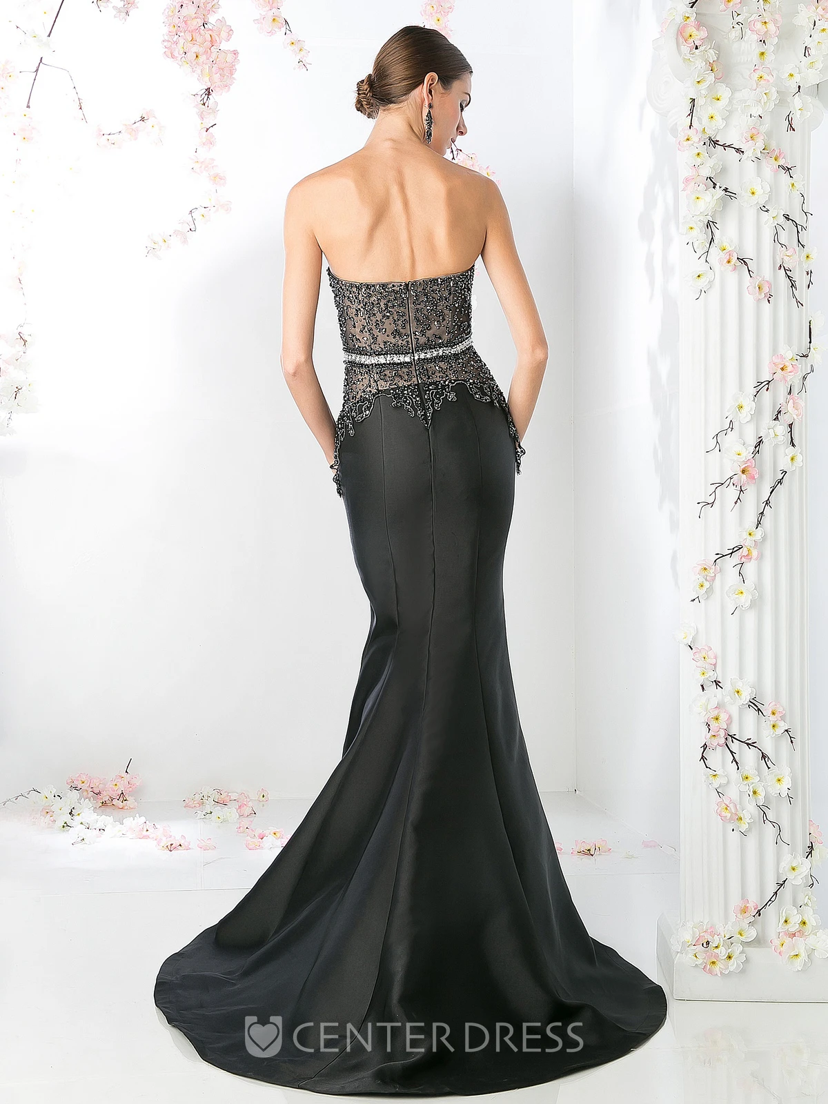 Mermaid Sweetheart Sleeveless Satin Court Train Backless Dress With Beading