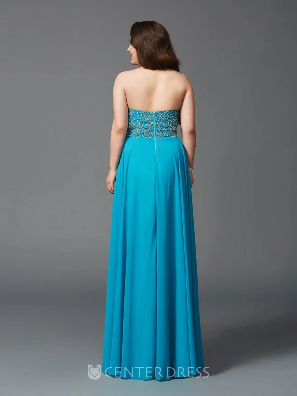 A-line Floor-length Sweetheart Sleeveless Jersey Beading Backless Dress