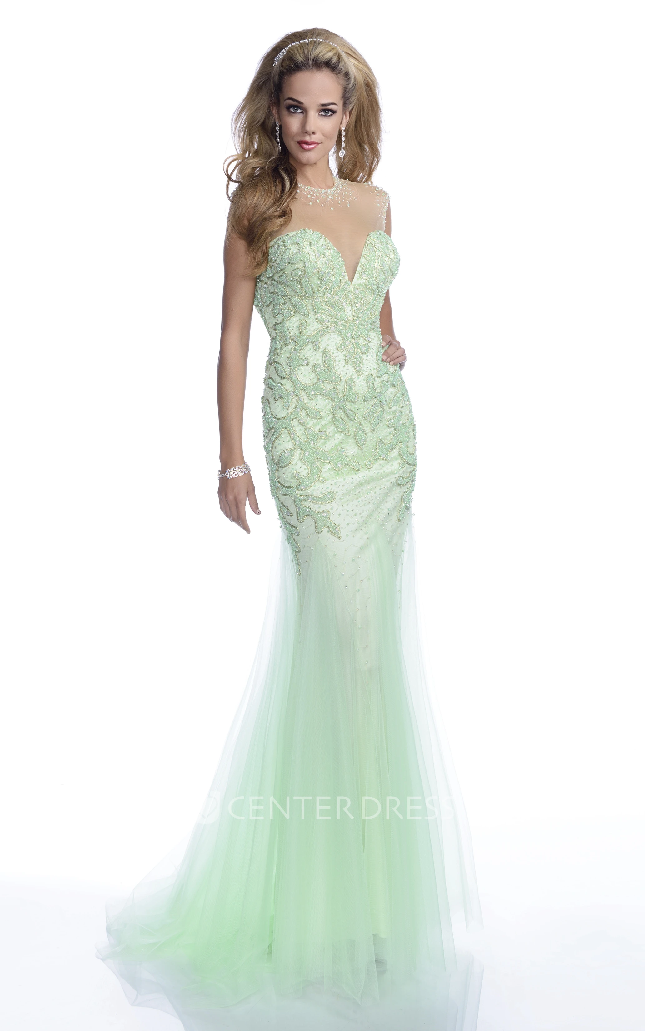 A-Line Jewel Neck Cap Sleeve Prom Dress With Bling Appliques And Keyhole Back
