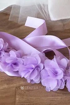 Floral Tea-Length Tiered Chiffon&Tulle Flower Girl Dress