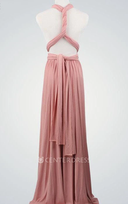 Wrap Bridemaid Nude Pink Infinity Sexy Bridal Evening Nude Pink Bridesmaid Floor Length Dress