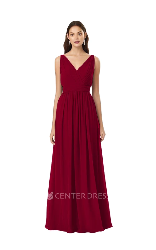V-Neck Chiffon A-Line Bridesmaid Dress Romantic & Classy