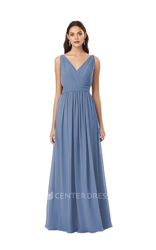 V-Neck Chiffon A-Line Bridesmaid Dress Romantic & Classy