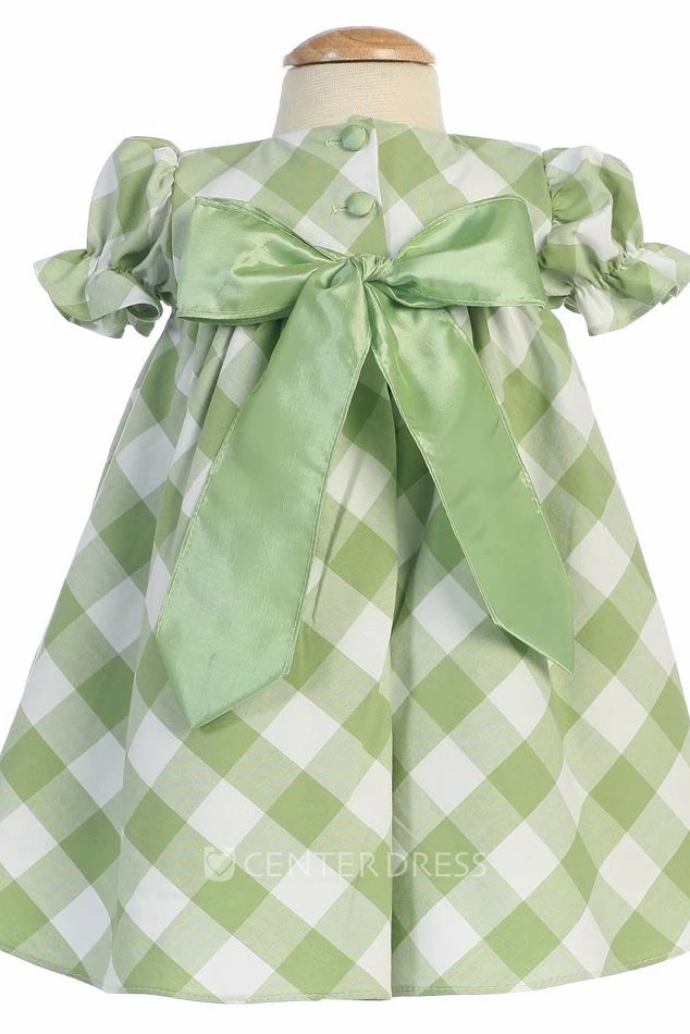 Tea-Length Cap-Sleeve Flower Girl Dress