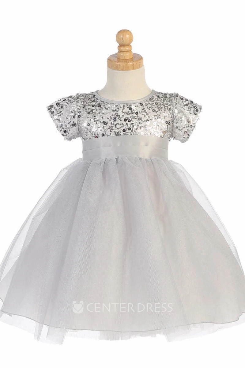 Mini Tulle&Sequins Flower Girl Dress