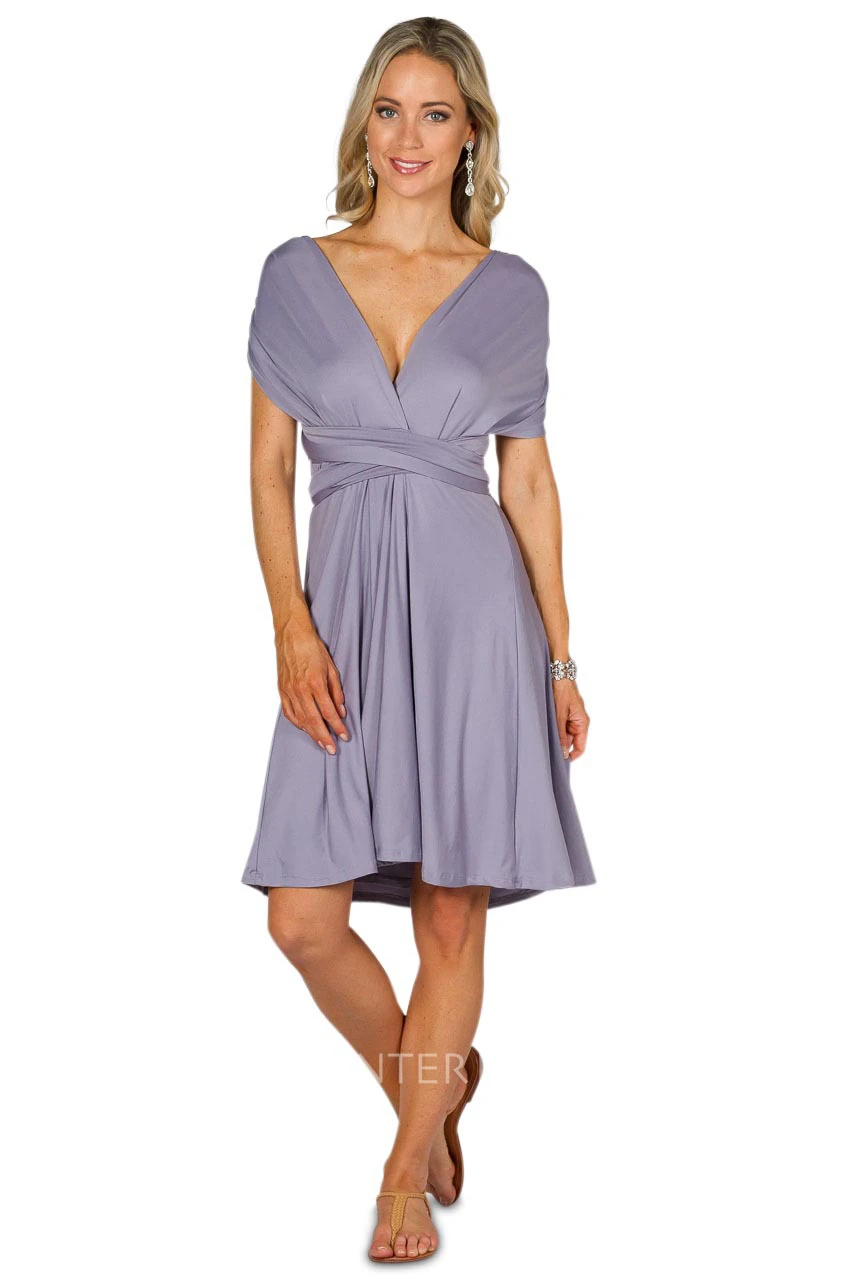 Knee-Length Sleeveless Criss-Cross Strapped Chiffon Convertible Bridesmaid Dress