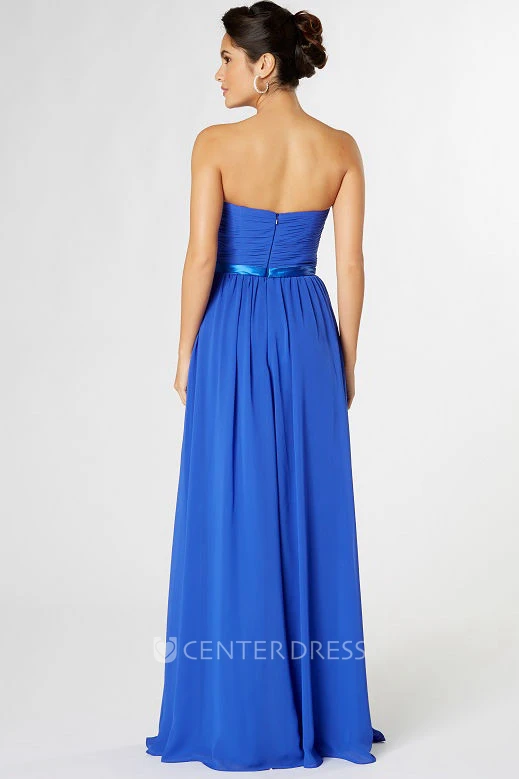 Maxi Criss-Cross Sweetheart Sleeveless Chiffon Bridesmaid Dress