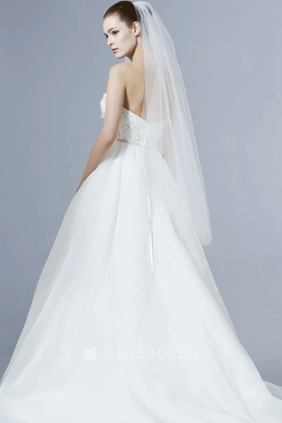 Sheath Sweetheart Sleeveless Floral Tulle Wedding Dress