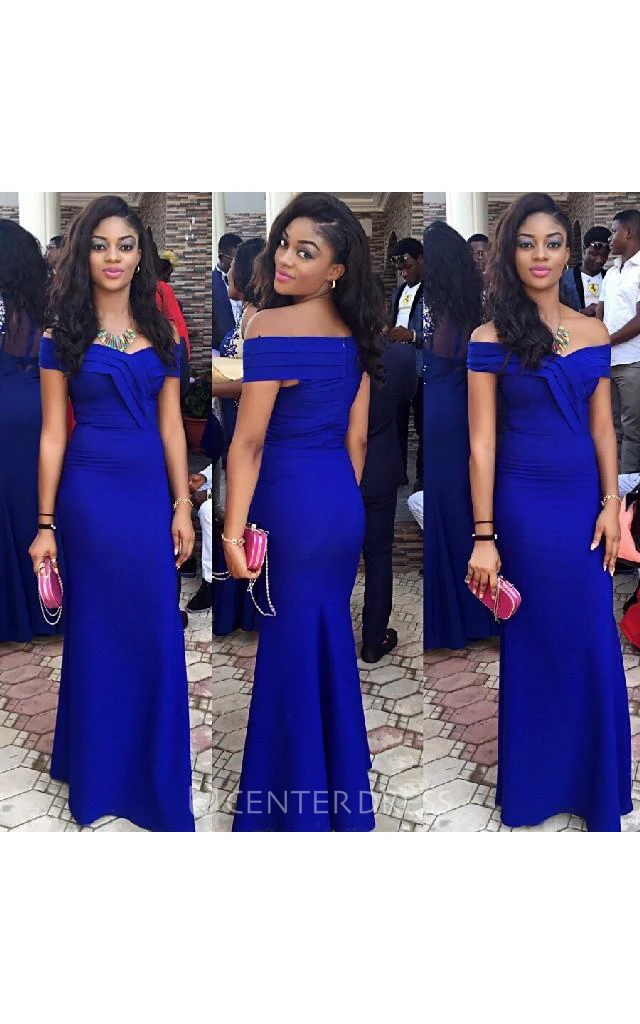Elegant Royal Blur Mermaid Prom Dress Off the Shoulder Floor Length Party Gown