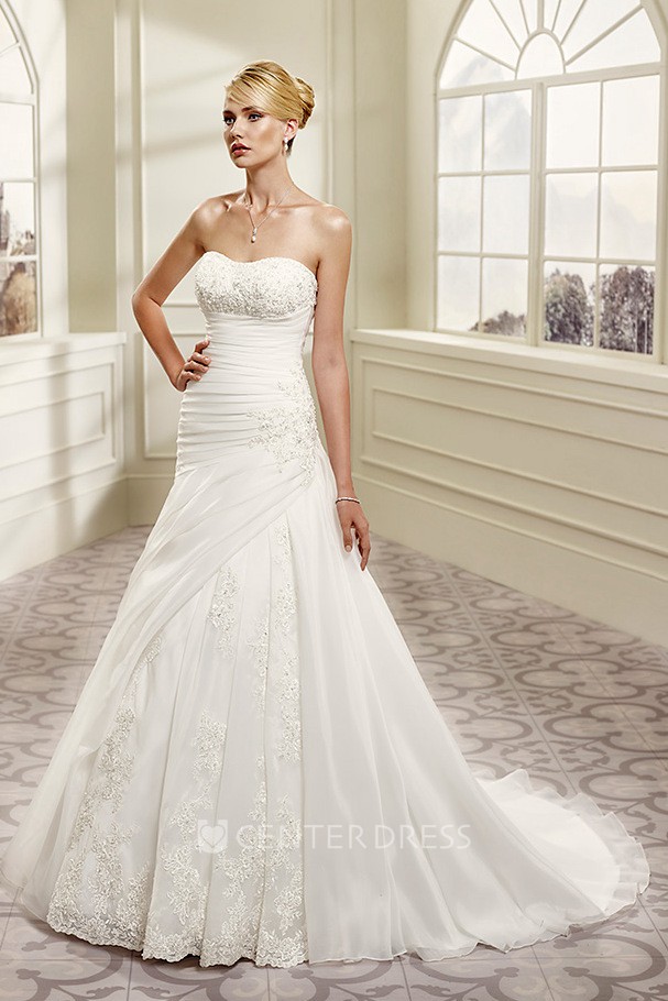 Ruched Dropped Waist Wedding Dress