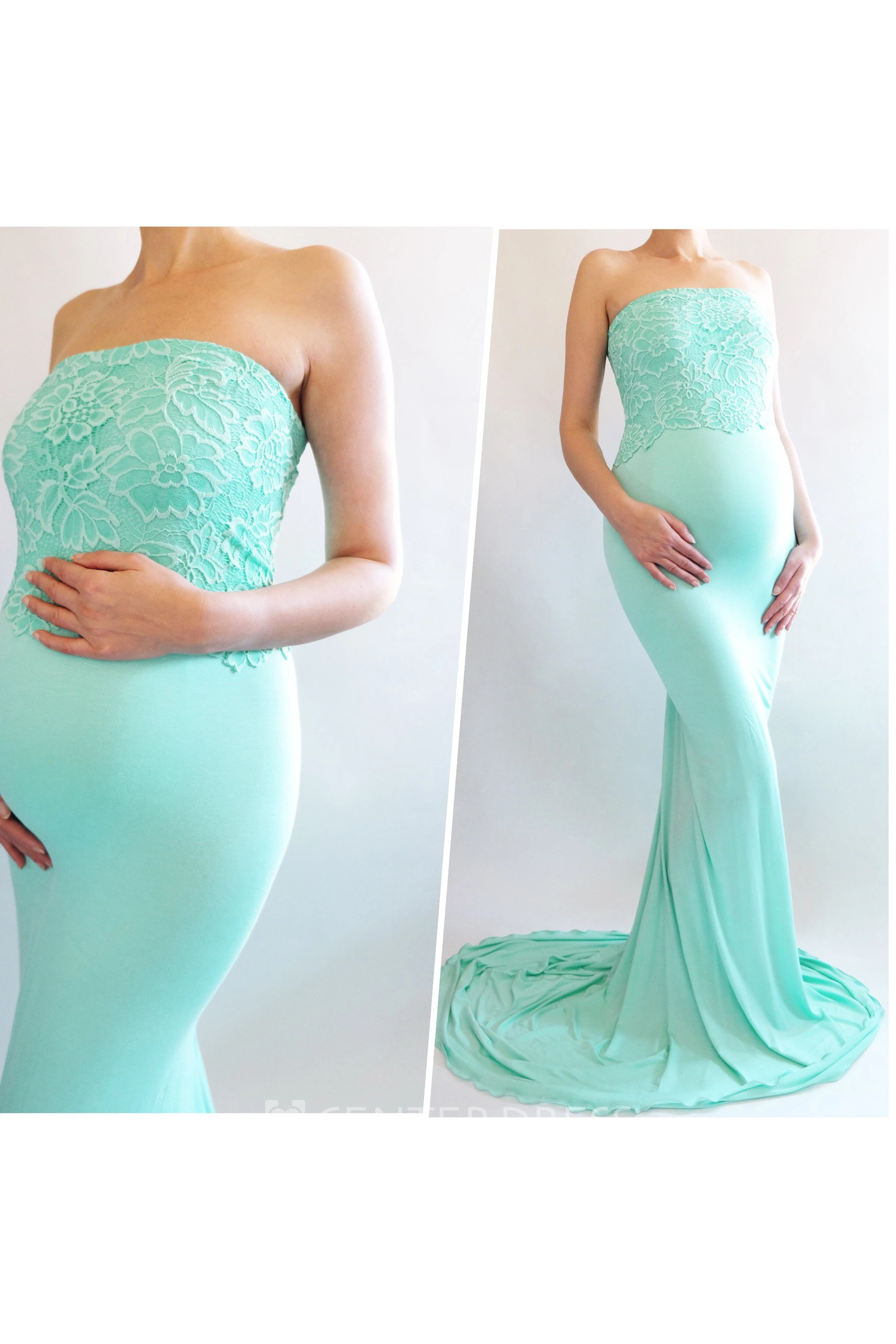 Sheath Sweep Brush Train Sleeveless Empire Maternity Dress