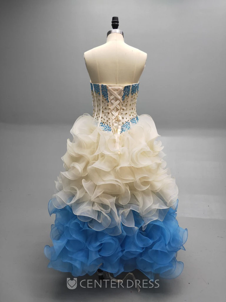Sweetheart Ball Gown With Cascading Ruffles And A Matching Collar