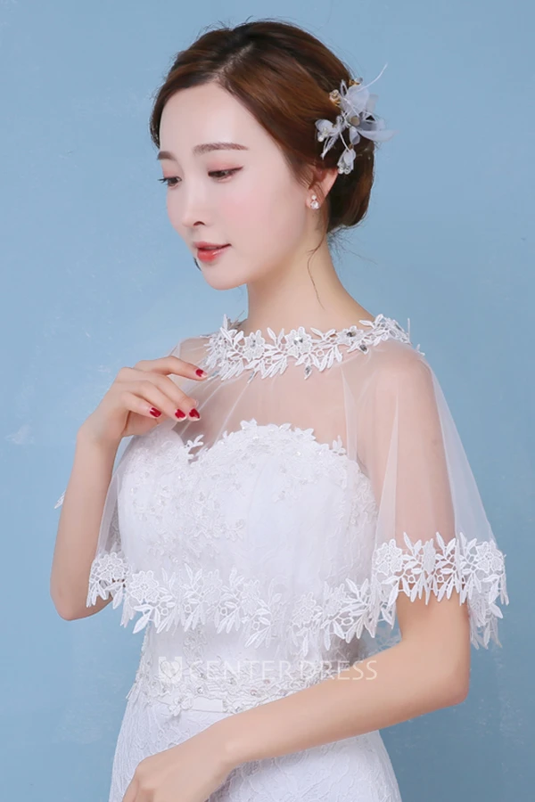 New Summer and Summer Lace Cape Rhinestone White Shawl