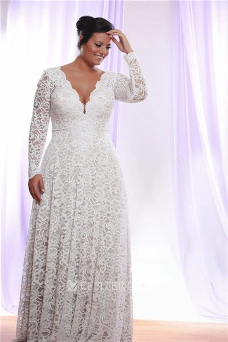 Floral Detachable Long Sleeve Summer Maxi Wedding Dress Vintage Elegant V-Neck Low Back Floor Length Bridal Gown
