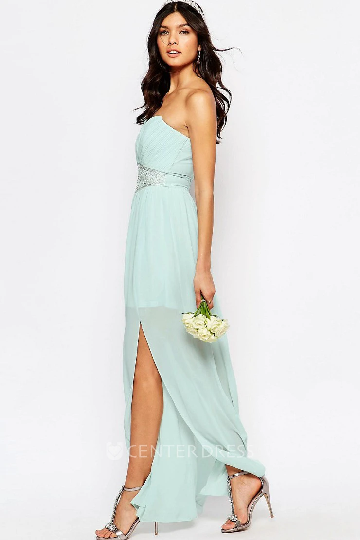 Ankle-Length Criss-Cross Notched Sleeveless Chiffon Bridesmaid Dress