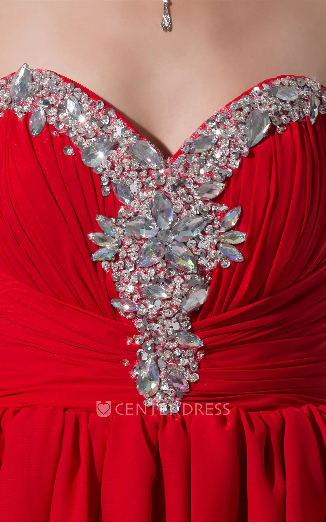 Beaded Sweetheart High-Low Chiffon Prom Dress with Ruffles