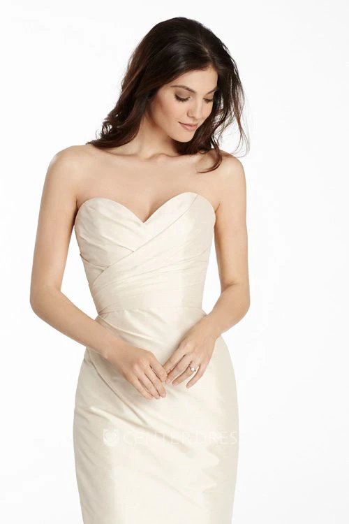 Sleeveless Sweetheart Criss-Cross Satin Bridesmaid Dress With Low-V Back